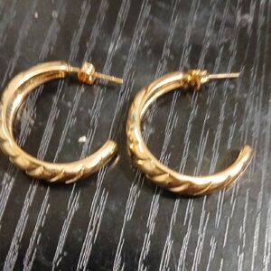 Braided Textured Gold Hoop Earrings for Women